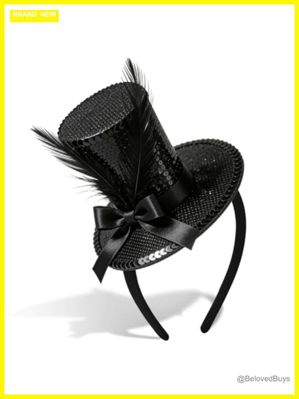Sequin Mini Top Hat Headband Fascinator Feather Tea Party 1920s Gatsby